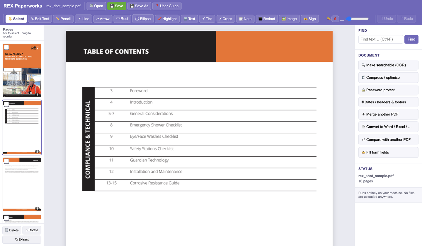 REX Paperworks interface